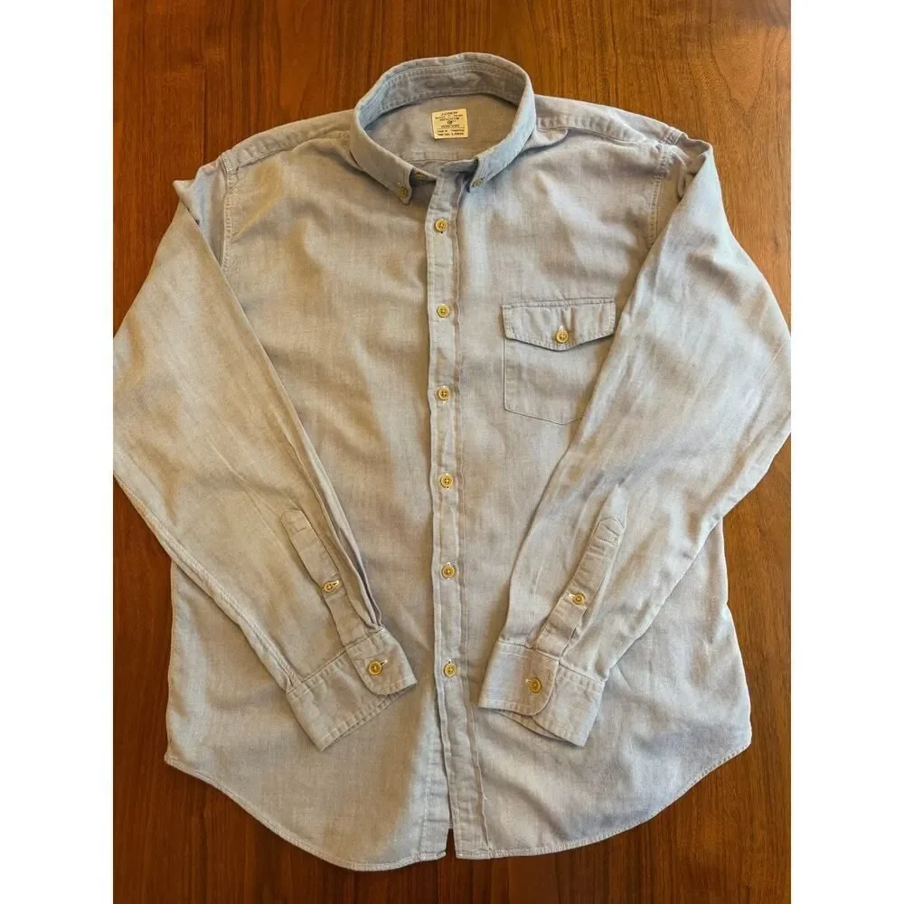 J.Crew Men's Blue 100% Cotton Long Sleeve Button Down Workshirt - Size L